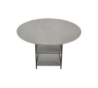 SucceBuy Table de Salle à Manger Rond Meuble en Bois Avec Pieds Métal 2 à 4 Personnes Gris