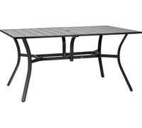 SucceBuy Table de terrasse rectangulaire en acier au carbone (1500 x 960 x 725 mm) pour cour, jardin, véranda et terrasse, hydrofuge, avec trou pour parasol de 38 mm, supporte jusqu'à 68 kg, couleur n