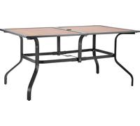 SucceBuy Table de terrasse Table de jardin Table de balcon (1505 x 960 x 725 mm) en acier au carbone et plateau DPC, table de salle à manger pour cour, terrasse, jardin ou véranda, hydrofuge, avec tro