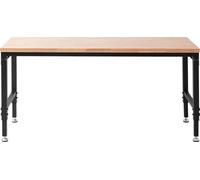 SucceBuy Table de travail d'établi réglable, 72 x 25 pouces, hauteur réglable de 28 à 40 pouces, charge maximale de 3000 livres, plateau en bois avec prises de courant pour le bureau, la maison, le ga