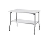 SucceBuy Table de préparation commerciale pliante de , 48 x 30 pouces. Table de préparation commerciale avec étagère inférieure. Table pliante robuste en acier inoxydable pour la cuisine à domicile, l