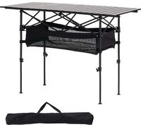 SucceBuy Table pliante Table de buffet portable à usage général 120 cm, table rectangulaire en aluminium (pour 4-6 personnes) avec fonction de réglage en hauteur & sac de transport, table de jardin Ta