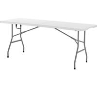 SucceBuy Table pliante Table de buffet portable à usage général 180 cm, table rectangulaire en plastique (pour 4-6 personnes) avec poignée intégrée, table de jardin table de camping pour les fêtes, le