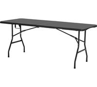 SucceBuy Table pliante Table de buffet portable à usage général 180 cm, table rectangulaire en plastique (pour 4-6 personnes) avec poignée intégrée, table de jardin table de camping pour les fêtes, le