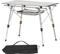 SucceBuy Table pliante Table de buffet portable à usage général 90 cm, table rectangulaire en aluminium (pour 2-4 personnes) avec fonction de réglage en hauteur & sac de transport, table de jardin Tab