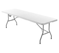 SucceBuy Table pliante Table de buffet Table polyvalente portable 244 cm, table rectangulaire en plastique (pour 6-8 personnes) avec poignée intégrée, table de jardin Table de camping pour événements,
