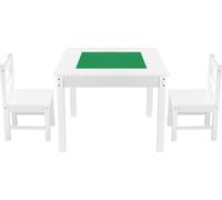 SucceBuy Table pour enfants 650 x 650 x 532 mm avec table d'activités et 2 chaises, table de construction pouvant supporter une charge de 150 kg, plateau de table double face, table de jeu en bois ave