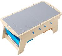 SucceBuy Table pour enfants 905 x 497 x 393 mm, Table d'activités en bois, Table de jeu multifonctionnelle avec 200 briques et 3 boîtes de rangement, Table de construction, cadeau pour les enfants à p