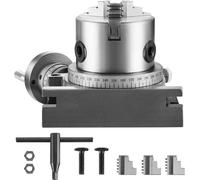SucceBuy Table tournante pour fraiseuse, 4 pouces (100 mm), modèle horizontal-vertical avec mandrin à 3 mors, boulons et écrous en T M10, outil d'indexage de fraisage de précision pour la construction