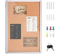 SucceBuy Tableau en liège 36 "x24" verrouillable avec cadre en aluminium - tableau d'affichage fermé avec porte en acrylique et 2 clés - vitrine murale résistante aux intempéries pour l'école, le bure