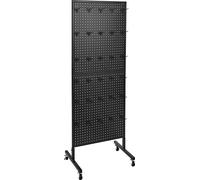 SucceBuy Tableau enfichable Présentoir, 405x600x1670 mm, Présentoir avec roulettes & 30 crochets, Tableau en acier pour supermarchés, magasins de détail & bijouteries, noir