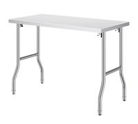 SucceBuy Tables de préparation de travail pliantes de cuisine ouverte en acier inoxydable professionnelles à une ou double étagère, rangement facile pour la maison et le commerce 2 shelf 48x30inch