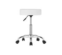 SucceBuy Tabouret à Roulettes Capacité 204kg Hauteur Réglable 55-71cm Pour Salon Blanc