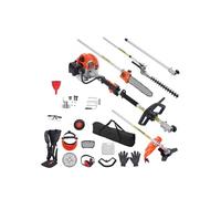 SucceBuy 43CC Outils de taille 6 en 1 à moteur essence, taille-haie, désherbeur, débroussailleuse, coupe-bordure, élagueuse et tronçonneuse-élagueuse avec perche de rallonge