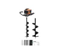 SucceBuy Tarière avec moteur à essence, 52 CC, 1450 W, forets 6" et 10" avec 3 tiges d'extension, pour terres agricoles, plantes de jardin, orange + noir