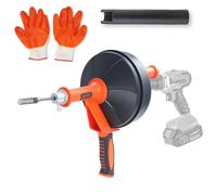 SucceBuy - tarière de vidange de 25 pieds, serpent de plomberie à alimentation manuelle avec fixation de perceuse, dissolvant de bouchons de vidange, drague de tuyaux d'égout de toilettes pour la Manu