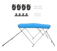 SucceBuy - Taud de bimini pour bateau (3 arceaux) en polyester 600D avec armature en aluminium, taud de soleil imperméable avec sac de rangement, largeur 137-152 cm, bleu