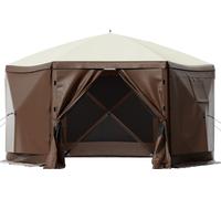 SucceBuy Tente Pavillon, 3 x 3 m, abri de camping pop-up à 6 côtés avec fenêtres en filet, sac de transport portable et piquets de terre, grande tente d'ombre pour camping en plein air, pelouse, arriè