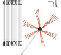 SucceBuy Tiges de ramonage flexibles 30 pieds, kit de nettoyage de cheminée en nylon avec tête de brosse flexible, tiges faciles à raccorder, 9 tiges blanches