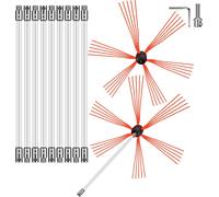 SucceBuy Tiges de ramonage flexibles, 33 pieds Kit de nettoyage en nylon, 2 têtes de brosse, Easy Connect, 10 tiges blanches