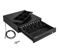 SucceBuy Tiroir de caisse enregistreuse 16" 12 V pour plateau de système POS Compartiment amovible pour pièces de monnaie et 2 clés incluses Tiroir pour câbles RJ11/RJ12 5 Bill 6 Coin