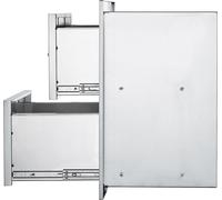 SucceBuy Tiroir de cuisine d'extérieur, 18 L x 20,6 H x 12,7 P pouces, double tiroir de gril monté à fleur, acier inoxydable avec poignée pour cuisines d'extérieur, stations de gril de terrasse