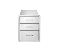 SucceBuy Tiroir Inox Cuisine Extérieur 46x52x59cm Avec Poignée 3 Tiroirs Intégré