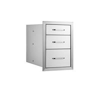 SucceBuy Tiroir Inox Cuisine Extérieur Rangement Acier Résistant 3 Tiroirs 35x51x58cm