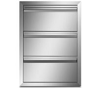 SucceBuy Tiroirs de cuisine d'extérieur 14,7 "L x 25,4 "H x 18,7 "P, tiroirs pour barbecue montés à fleur avec poignée en acier inoxydable pour la station de barbecue sur la terrasse