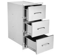 SucceBuy Tiroirs de cuisine d'extérieur, 16" L x 28,5" H x 20,5" P, tiroirs de barbecue à triple accès, acier inoxydable 304, design affleurant, poignées incluses, parfaits pour les cuisines d'extérie