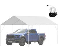 SucceBuy : Toile de remplacement pour carport, dimensions 3x6 mètres, imperméable, protection UV, 40 œillets de tension, montage facile, couleur blanche. Structure non incluse
