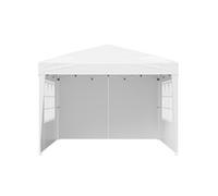 SucceBuy Pavillon pliable 2,95x2,95x2,63m, tente de jardin portable avec parois latérales et fenêtres, réglable en hauteur sur 3 positions, tente pour événements en plein air, protection solaire, blan