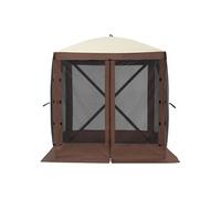 SucceBuy Tente Pavillon Pop-Up, protection solaire à 4 côtés avec panneaux pare-vue amovibles et fenêtres en filet, tente pare-vue à montage rapide de 6 x 6 pieds avec moustiquaire, marron