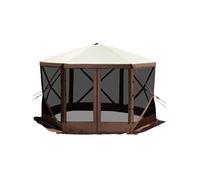 SucceBuy Tente Pavillon 12 x 12 ft, abri pop-up 6 côtés avec fenêtres en filet, sac de transport portable, piquets de terre pour camping en plein air, pelouse, arrière-cour