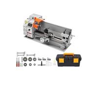 SucceBuy Tour à métaux 7'' x 16'', 800W Tour de précision Benchtop Power, 150-2500 RPM Vitesse variable, 3.9'' 3 mandrins Boîte à outils