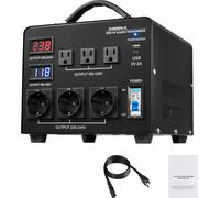 SucceBuy Transformateur de tension, 5000 VA, puissant transformateur élévateur/abaisseur, 110 V à 220 V & 220 V à 110 V, équipé de 3 prises US, 3 prises EU, écran LCD et disjoncteur de protection