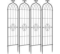 SucceBuy Treillis 152 x 40,5 cm, lot de 4, support métallique avec surface thermolaquée et système de verrouillage, aide à la croissance pour le jardin, treillis pour fleurs, légumes et roses