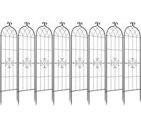 SucceBuy Treillis 180 x 52,5 cm, lot de 8, tuteur métallique avec revêtement en poudre et système de verrouillage, tuteur pour jardin, treillis pour fleurs, légumes et roses