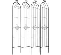 SucceBuy Treillis 220 x 52,5 cm, lot de 4, support métallique avec surface thermolaquée et système de verrouillage, aide à la croissance pour le jardin, treillis pour plantes telles que fleurs, légume