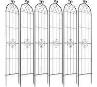 SucceBuy Treillis 220 x 52,5 cm, lot de 6, support métallique avec surface thermolaquée et système de verrouillage, aide à la croissance, espalier de jardin, treillis pour fleurs, légumes et roses