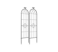 SucceBuy Treillis de Jardin Lot de 2 Acier 52,5x180cm Noir Revêtement en poudre