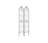 SucceBuy Treillis de Jardin Lot de 2 Acier 52,5x220cm Noir Revêtement en poudre