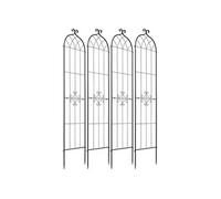 SucceBuy Treillis de Jardin Lot de 4 Acier 52,5x220cm Noir Revêtement en poudre