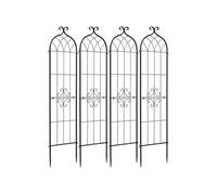 SucceBuy Treillis de Jardin Pack de 4 en Acier Noir 40,5x152cm pour Rosiers Tomates