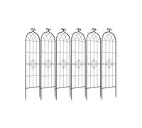 SucceBuy Treillis de Jardin Pack de 6 en Acier Noir 52,5x180cm pour Rosiers Tomates
