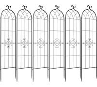 SucceBuy Treillis métallique, 180 x 52,5 cm, lot de 6, avec surface thermolaquée et mécanisme de verrouillage, support pour plantes grimpantes, treillis de jardin pour fleurs, légumes et roses