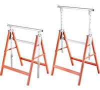 SucceBuy Tréteau de travail télescopique, lot de 2, hauteur réglable de 800 à 1300 mm, charge maximale 200 kg, avec coussinets antidérapants, idéal pour les travaux sur bois, la menuiserie et les proj
