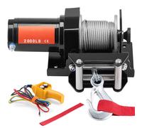 SucceBuy treuil de voiture électrique 2000lbs treuil à câble en acier ATV/UTV avec télécommande filaire pour remorquage de véhicule tout-terrain Jeep Truck 2000lbs Wired
