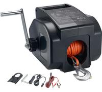SucceBuy Treuil électrique, 12 V DC 300 W, treuil de bateau réversible pour bateaux jusqu'à 900 kg, avec mode power in, power out et roue libre, télécommande filaire et manivelle incluses