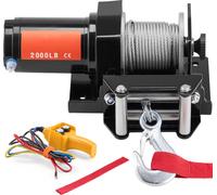 SucceBuy Treuil électrique, 2000 lb, 12 V DC, ATV/UTV, avec 39 ft de câble en acier, télécommande, IP55, étanche, pour le remorquage en tout-terrain